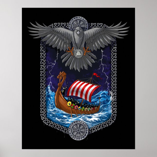 Poster Viking Warrior Ship Raven (Frente)