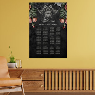 Poster Viking Wolf & Rosas. Cabeça de lobo estilizada