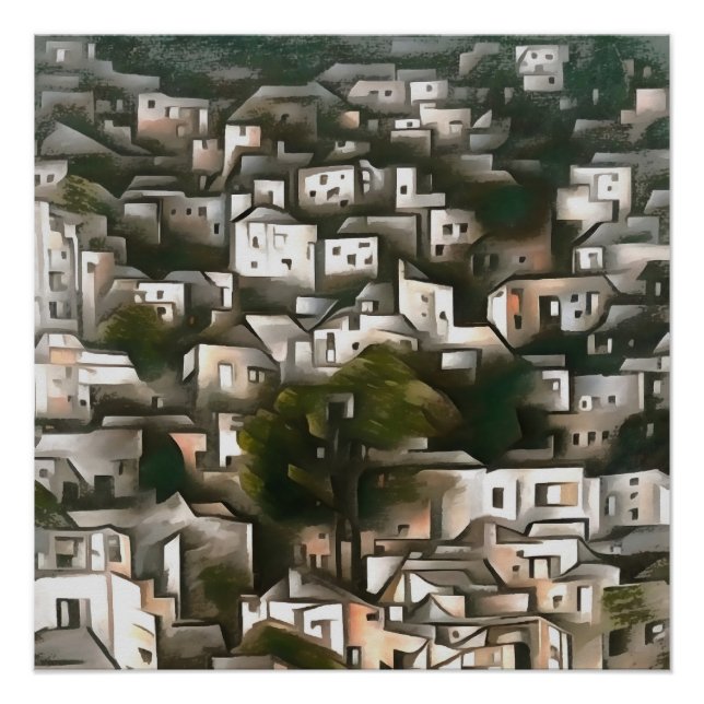 Póster Vila Abandonada De Kayakoy Fethiye Paisagem Arte (Frente)