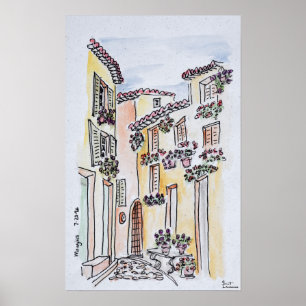 Póster Vila de Mougins   Provença, sul da França