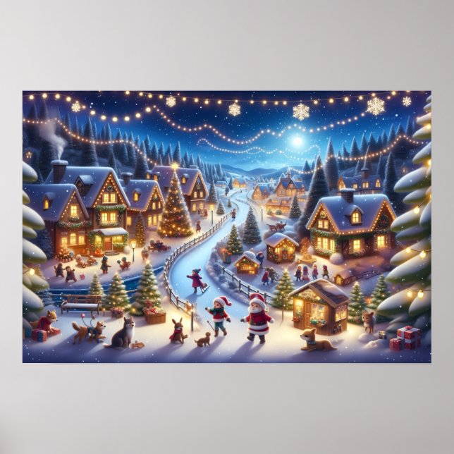 Poster Vila de Natal Festiva de Inverno Noturna (Frente)