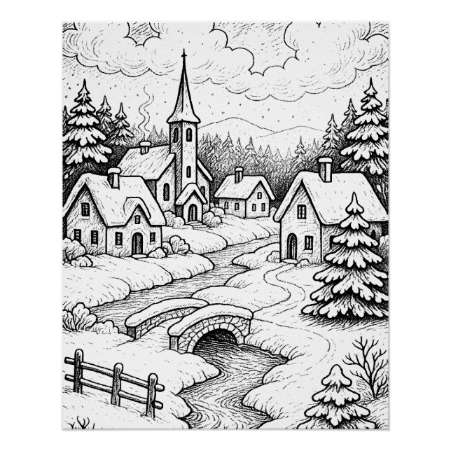 Póster Vila de Natal no Inverno (Frente)