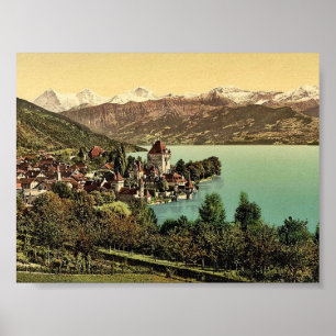 Póster Vila de Oberhofen, Bernese Oberland, suiça c