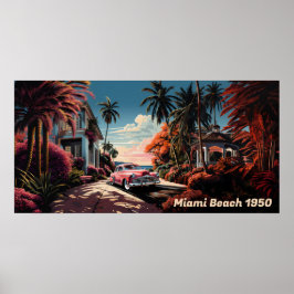 Poster Vila do jardim de Miami Beach, nos anos 50
