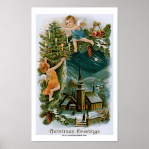 Póster Vila do Natal com anjos