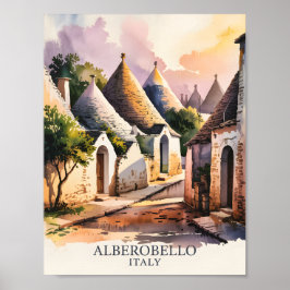 Poster Vila Italiana Trulli Vintage Alberobello Puglia