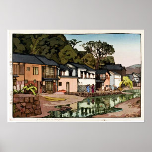 Póster Vila japonesa velha Ukiyo-e