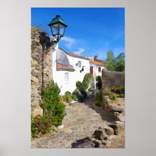 Póster Vila mediterrânea da aguarela