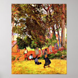 Poster Vila Tahitiana, famosa pintura de Paul Gauguin