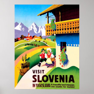 Poster Vila tradicional em Slovenia, Jugoslávia