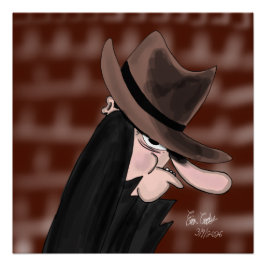 Póster Vilão furtivo personagem desenho animado