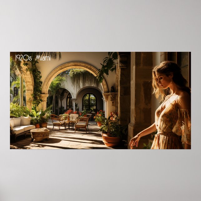 Poster Villa courtyard espanhola de Miami (Frente)