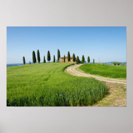 Poster Villa fazenda com ciprestes na Toscana