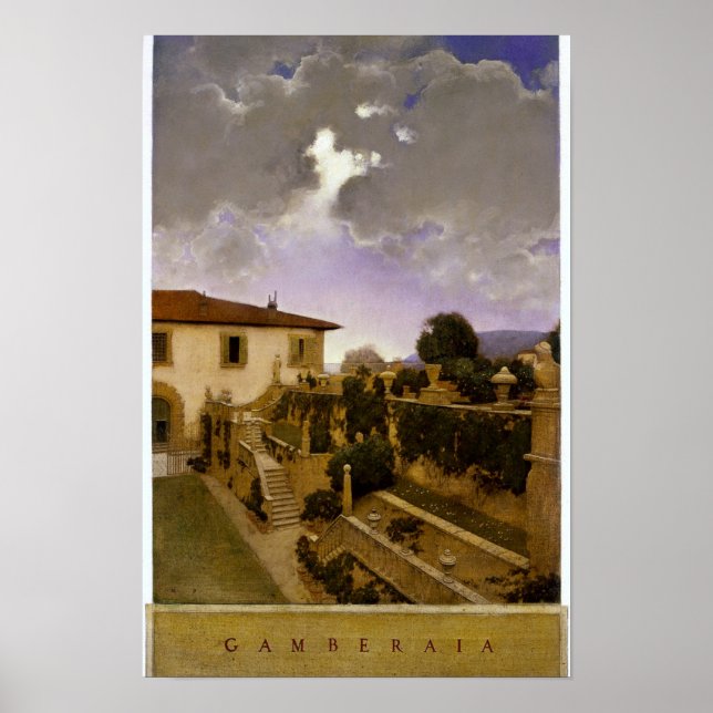 Poster Villa Gamberaia, Settignano por Maxfield Parrish (Frente)
