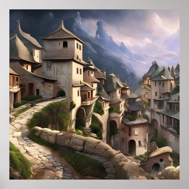 Poster Village no caminho das montanhas (Frente)