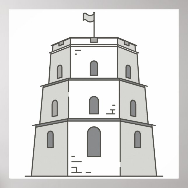 Poster Vilnius Gediminas — Marcos do Mundo (Frente)