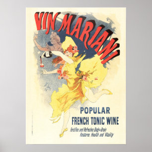 Poster VIN MARIANI WINE Jules Cheret Vintage francês