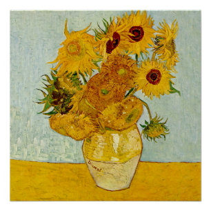Póster Vincent Van Gogh 12 Girassóis Impressionista