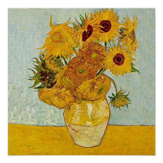 Póster Vincent Van Gogh 12 Girassóis Impressionista (Frente)
