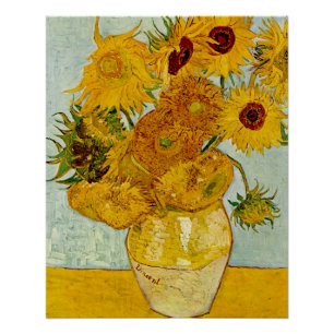 Póster Vincent Van Gogh 12 Girassóis Impressionista