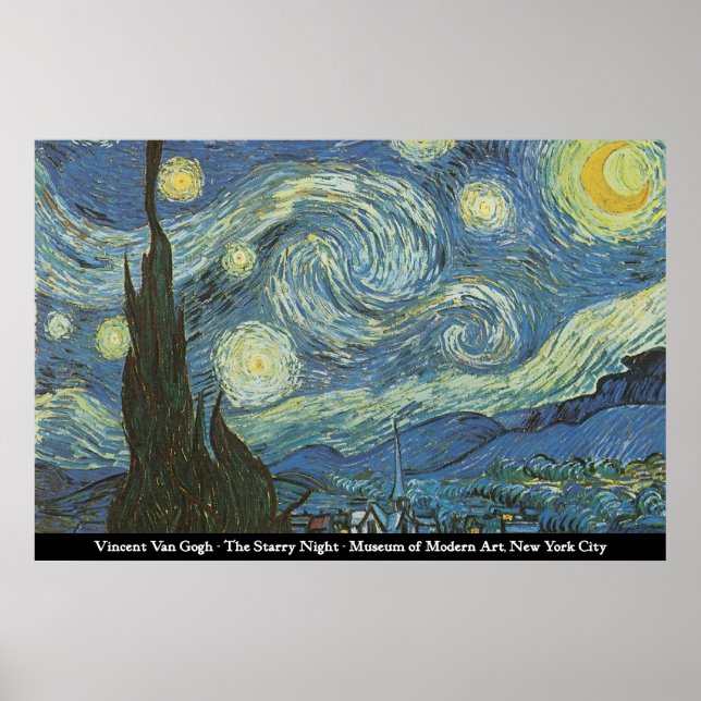 Póster Vincent Van Gogh - A Noite Estrelada (Frente)