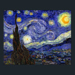 Poster Vincent Van Gogh - A Noite Estrelada Arte Fina<br><div class="desc">A Noite Estrelada de Vincent Van Gogh. Óleo sobre tela de 1889, A Noite Estrelada foi pintada enquanto Van Gogh estava no asilo em Saint-Remy, França, e é considerada uma de suas maiores obras-primas. Embora seja uma cena noturna, foi pintada durante o dia e representa a vista da janela do...</div>