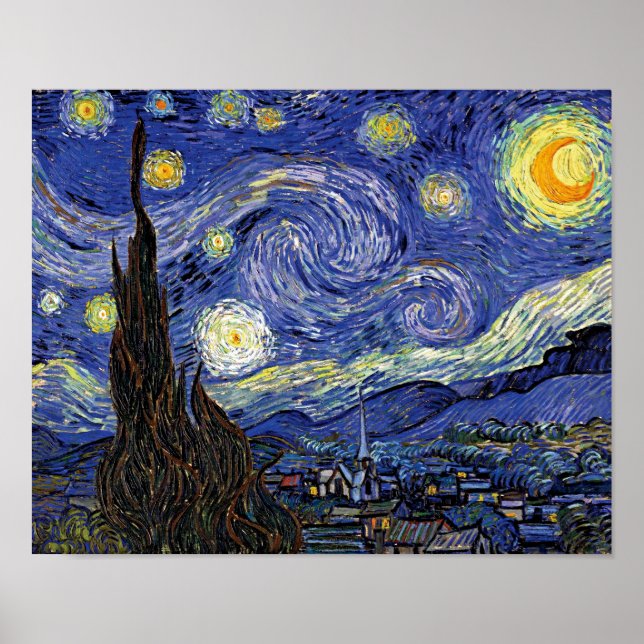 Poster Vincent Van Gogh - A Noite Estrelada Extra Grande (Frente)
