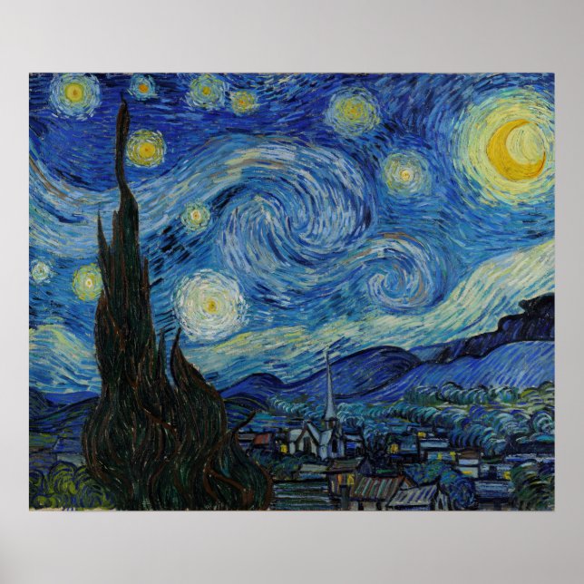 Póster Vincent van Gogh - A Noite Estrelada | Obras de ar (Frente)