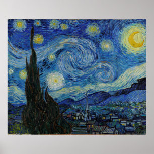 Póster Vincent van Gogh - A Noite Estrelada  Obras primas