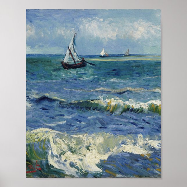 Poster Vincent Van Gogh - A paisagem marinha em Saintes-M (Frente)