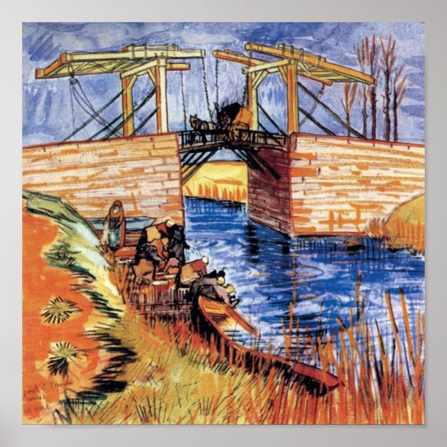 Póster Vincent Van Gogh - A Ponte de Langlois em Arles (Frente)