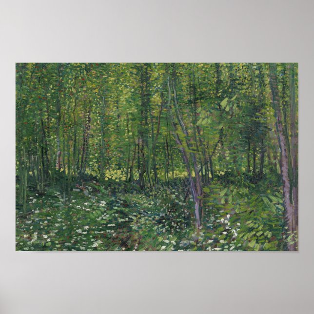 Póster Vincent van Gogh - Árvores e Subcrescimento (Frente)