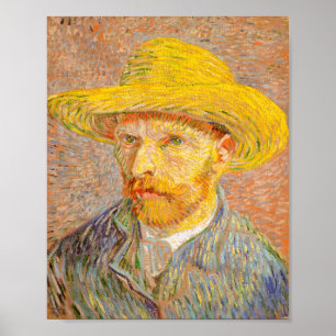 Poster Vincent Van Gogh autorretrato com arte de chapéu 