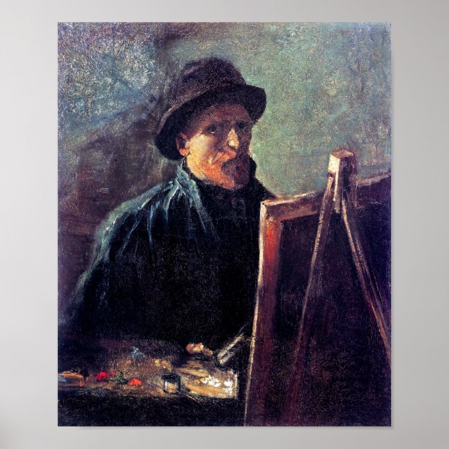 Poster Vincent Van Gogh - Autorretrato com Chapéu Escuro  (Frente)