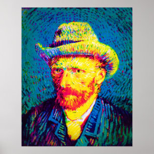 Póster Vincent Van Gogh - Autorretrato com Chapéu Pop Art