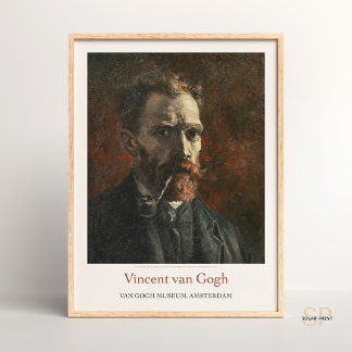 Poster Vincent van Gogh autorretrato com Pipe Art Impress