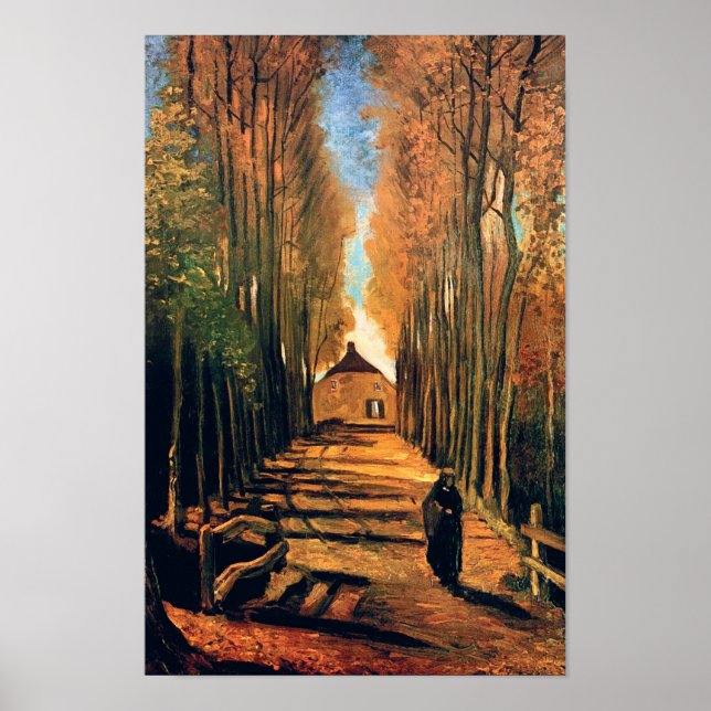 Poster Vincent Van Gogh - Avenida de Choupos no Outono (Frente)