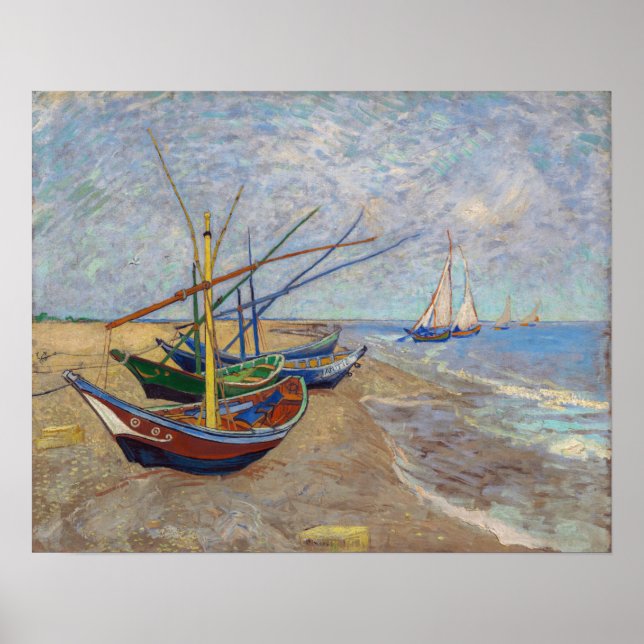 Poster Vincent van Gogh - Barcos de Pesca na Praia (Frente)