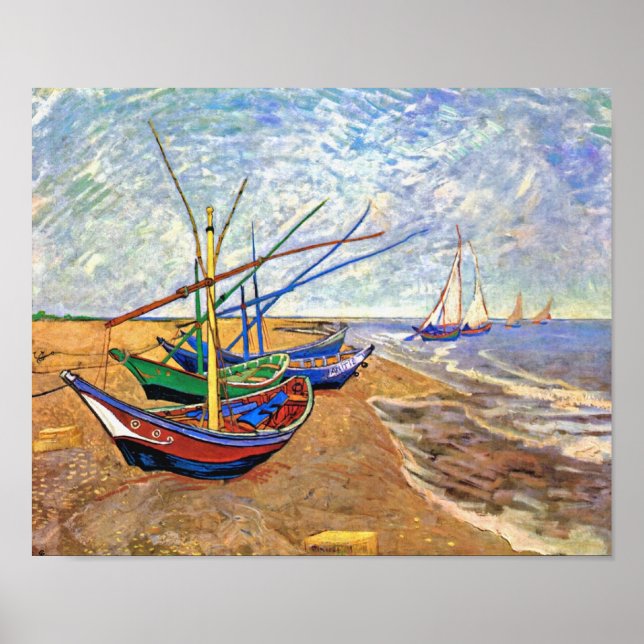 Póster Vincent Van Gogh - Barcos De Pesca Na Praia (Frente)