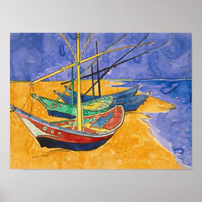 Póster Vincent van Gogh | Barcos de pesca na praia (Frente)