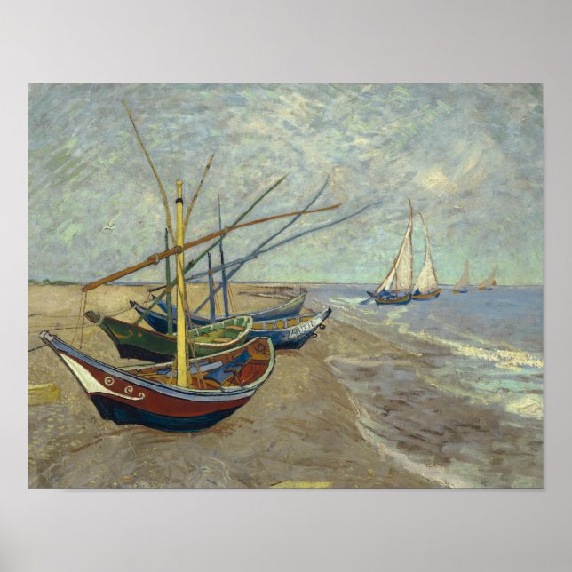 Póster Vincent van Gogh - Barcos de Pesca na Praia (Frente)
