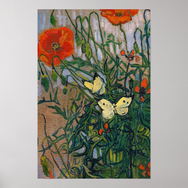 Poster Vincent van Gogh - Borboletas e papagaios (Frente)