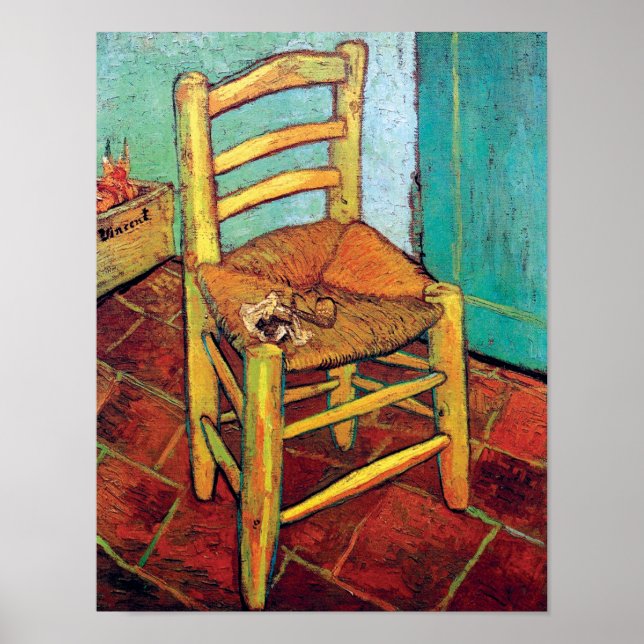 Poster Vincent Van Gogh - Cadeira de Vincent com Pipe (Frente)