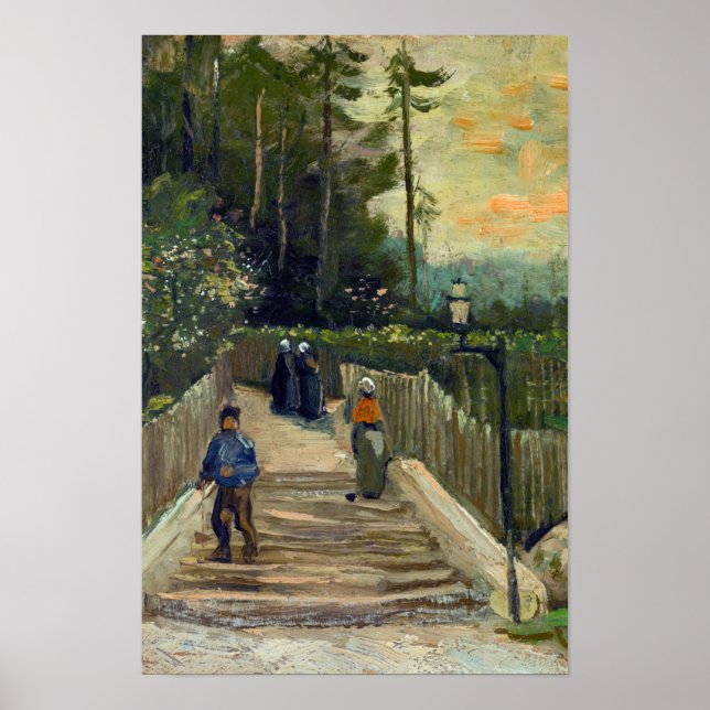 Poster Vincent van Gogh - Caminho Íngreme em Montmartre (Frente)