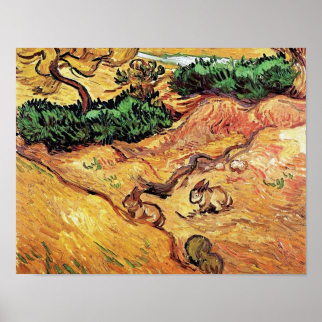 Póster Vincent Van Gogh - Campo Com Dois Coelhos De Belas (Frente)