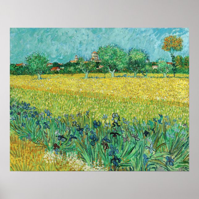 Poster Vincent van Gogh - Campo com Íris perto de Arles (Frente)
