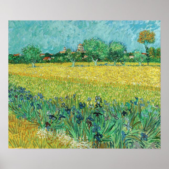 Poster Vincent van Gogh - Campo com irlandeses perto de A (Frente)