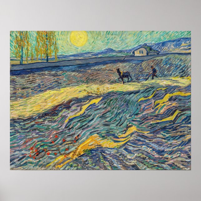 Poster Vincent van Gogh - Campo com lavoura de agricultor (Frente)