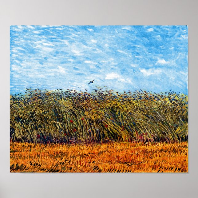 Póster Vincent Van Gogh - Campo De Trigo Com Laranja (Frente)