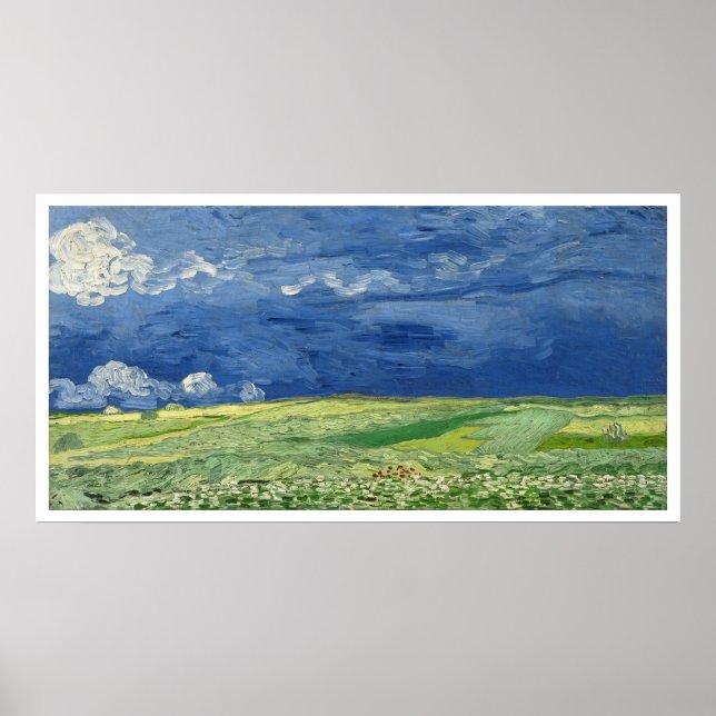 Poster Vincent Van Gogh Campo de Trigo Sob Nuvens de Trov (Frente)